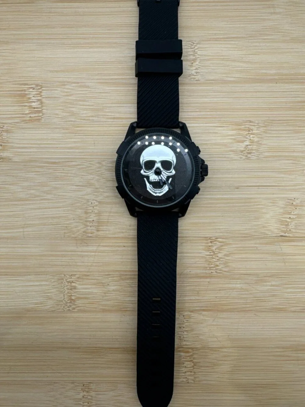 Ed Hardy Skull Men's Quartz Movement Analog Watch, Matte Black